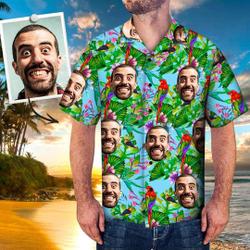 Custom Photo Face Shirt - Custom Tropical Casual All Over Print Hawaiian Shirt - Best Gifts for Men - Beach Party T-Shirts Gift For Your Girlfriend Boyfriend
