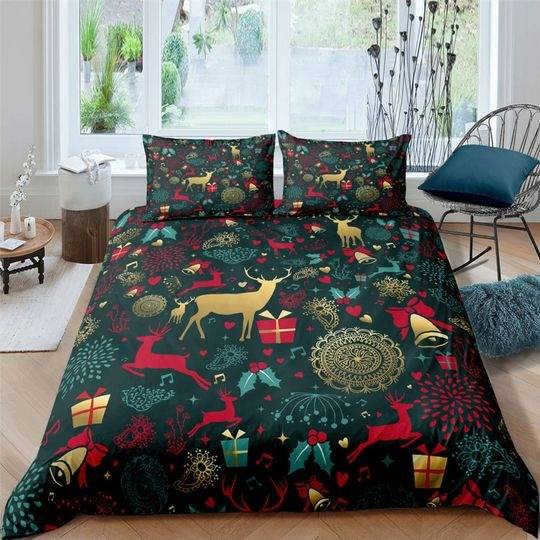 Reindeer luxury Christmas Bedding setsGift For Your Girlfriend Boyfriend Gift For Love Gift For Friend Best Valentine Present Holiday Gift
