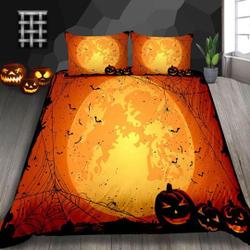 Pumpkin lantern moon Halloween Bedding Set Gift For Your Girlfriend Boyfriend Gift For Love Gift For Friend Best Valentine Present Holiday Gift