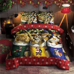 Cat Christmas Day Pattern Christmas Bedding SetsGift For Your Girlfriend Boyfriend Gift For Love Gift For Friend Best Valentine Present Holiday Gift