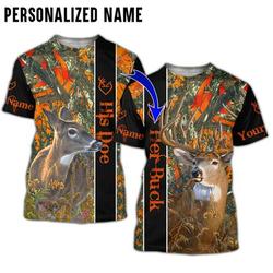 Personalized Name Buck n Doe Deer Hunting 3D All Over Printed Shirt Meaningful Gift For Family Gift For Boyfriend Valentine Gift
