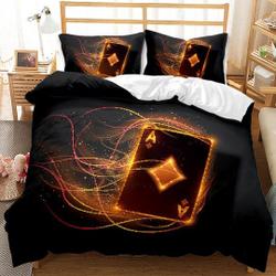 Black Gold Poker  Bedding Set Gift For Your Girlfriend Boyfriend Gift For Love Gift For Friend Best Valentine Present Holiday Gift