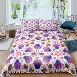 Purple sea shells coastal grandma Bedding Set Gift For Your Girlfriend Boyfriend Gift For Love Gift For Friend Best Valentine Present Holiday Gift