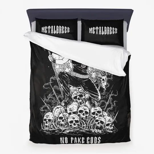Heavy Metal Room Decor-Skull Pentagram Black Bedding Set Gift For Your Girlfriend Boyfriend Gift For Love Gift For Friend Best Valentine Present Holiday Gift