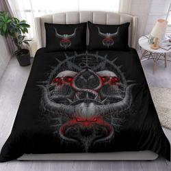 Skull Satanic Glowing Demon Eyes With Serpents Color Bedding Set Gift For Your Girlfriend Boyfriend Gift For Love Gift For Friend Best Valentine Present Holiday Gift