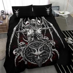 Skull Satanic Demon Goat Bat Wing Satanic Pentagram Bedding Set Gift For Your Girlfriend Boyfriend Gift For Love Gift For Friend Best Valentine Present Holiday Gift
