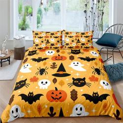 Cute pumpkin ghost spider black cat Halloween Bedding Set Gift For Your Girlfriend Boyfriend Gift For Love Gift For Friend Best Valentine Present Holiday Gift