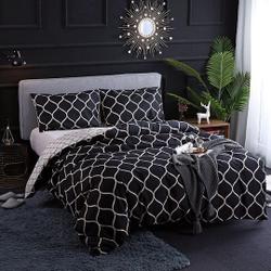 Grid Bedding Set Black WhiteGift For Your Girlfriend Boyfriend Gift For Love Gift For Friend Best Valentine Present Holiday Gift