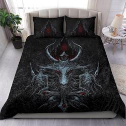 Skull Skeleton Crowned Satanic Goat Satanic Cross Satanic Pentagram Night Church Bedding Set Gift For Your Girlfriend Boyfriend Gift For Love Gift For Friend Best Valentine Present Holiday Gift
