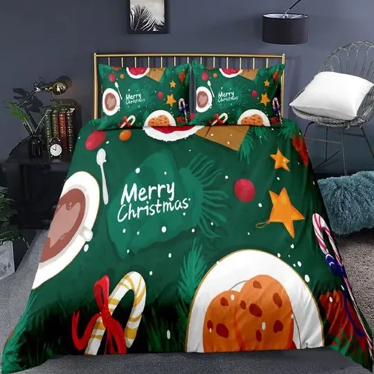 Santa Claus Merry Christmas Bedding Set Gift For Your Girlfriend Boyfriend Gift For Love Gift For Friend Best Valentine Present Holiday Gift