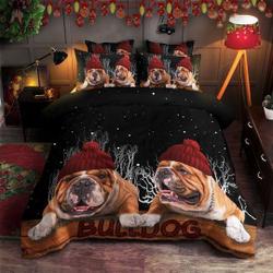 Bulldog Merry Christmas Pattern Bedding SetsGift For Your Girlfriend Boyfriend Gift For Love Gift For Friend Best Valentine Present Holiday Gift
