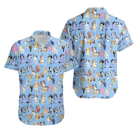 Blue Heeler And Friends BlueyDad Dads Hawaiian Shirt Gift For Your Girlfriend Boyfriend Gift For Love Gift For Friend Best Valentine Present Holiday Gift