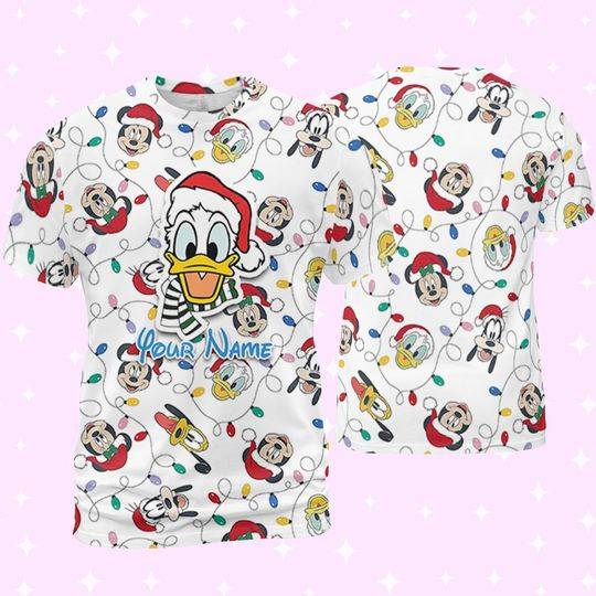 Personalized Disney Donald Christmas 3D T-shirt Meaningful Gift For Family Gift For Boyfriend Valentine Gift