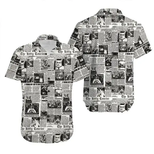 Cat Newspaper Hawaiian Shirt Gift For Your Girlfriend Boyfriend Gift For Love Gift For Friend Best Valentine Present Holiday Gift
