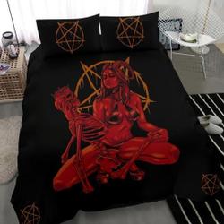 Skull Satanic Pentagram Occult Demon  Bedding Set Gift For Your Girlfriend Boyfriend Gift For Love Gift For Friend Best Valentine Present Holiday Gift