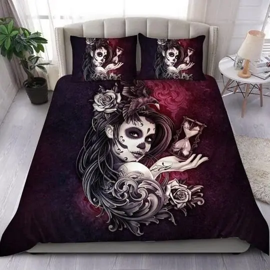 Sugar skull Bedding Set Gift For Your Girlfriend Boyfriend Gift For Love Gift For Friend Best Valentine Present Holiday Gift