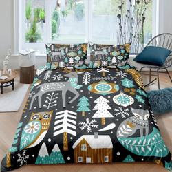 Scandinavian folk arts sage Bedding setsGift For Your Girlfriend Boyfriend Gift For Love Gift For Friend Best Valentine Present Holiday Gift