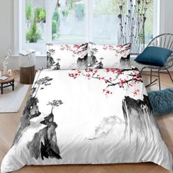 Cherry blossom oriental painting bedding Bedding Set Gift For Your Girlfriend Boyfriend Gift For Love Gift For Friend Best Valentine Present Holiday Gift