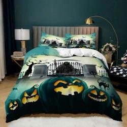Grim reaper black cat pumpkin Halloween Bedding Set Gift For Your Girlfriend Boyfriend Gift For Love Gift For Friend Best Valentine Present Holiday Gift