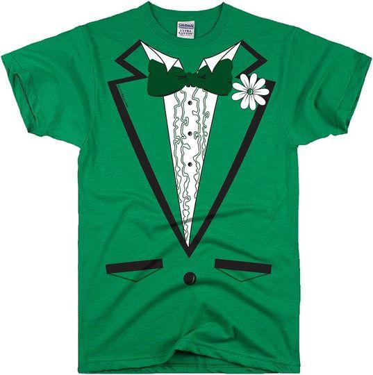 DIRTYRAGZ Men's Green Irish Tuxedo Tux T Shirt Meaningful Gift For Family Gift For Boyfriend Valentine Gift