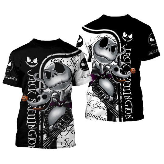 Jack Skellington Disney Cartoon Outfits Unisex Casual T-shirts Meaningful Gift For Family Gift For Boyfriend Valentine Gift