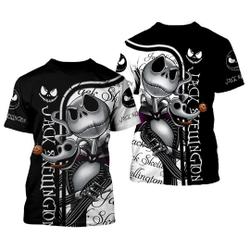 Jack Skellington Disney Cartoon Outfits Unisex Casual T-shirts Meaningful Gift For Family Gift For Boyfriend Valentine Gift