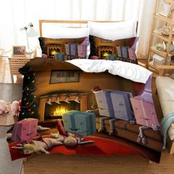 Cartoon Duvet Cover Full/King Set, Ultra Soft Care Kids Comforter Cover Bedding Set Gift For Your Girlfriend Boyfriend Gift For Love Gift For Friend Best Valentine Present Holiday Gift