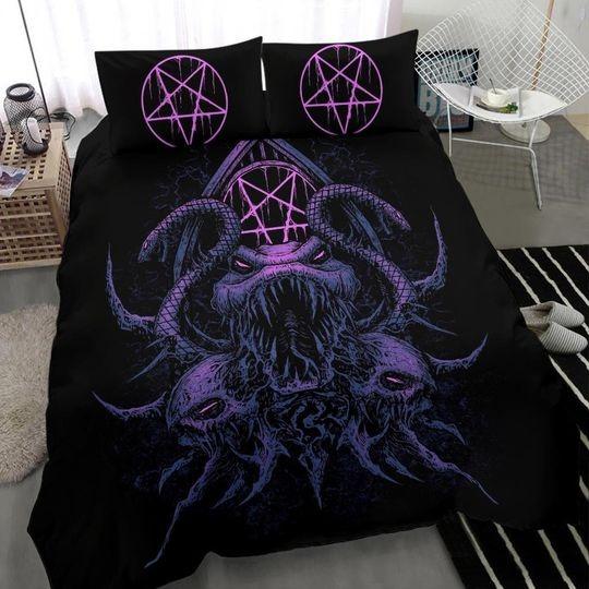 Skull Demon Serpent Satanic Pentagram Bedding Set Gift For Your Girlfriend Boyfriend Gift For Love Gift For Friend Best Valentine Present Holiday Gift