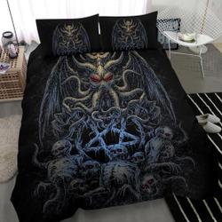 Skull Skeleton Demon Octopus Satanic Pentagram  Bedding Set Gift For Your Girlfriend Boyfriend Gift For Love Gift For Friend Best Valentine Present Holiday Gift