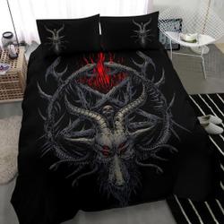 Skull Satanic Pentagram Goat Serpent Flame Bedding Set Gift For Your Girlfriend Boyfriend Gift For Love Gift For Friend Best Valentine Present Holiday Gift