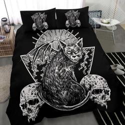Gothic Skull Winged Cat Big Cat Version Bedding Set Gift For Your Girlfriend Boyfriend Gift For Love Gift For Friend Best Valentine Present Holiday Gift