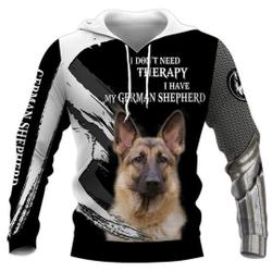German Shepherd Dog Black and White 3D Hoodie, 3D Hoodie For Men, All Over Print