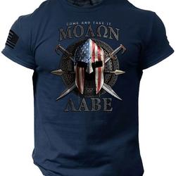 Molon Labe Spartan Warrior 3D T-shirt Come and take it Patriotic USA Flag Military gym Meaningful Gift For Family Gift For Boyfriend Valentine Gift