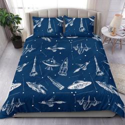 Space Aircraft Duvet Cover, Bedding Set Gift For Your Girlfriend Boyfriend Gift For Love Gift For Friend Best Valentine Present Holiday Gift