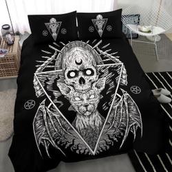 Gothic Skull Cat Inverted Pentagram Version Bedding Set Gift For Your Girlfriend Boyfriend Gift For Love Gift For Friend Best Valentine Present Holiday Gift