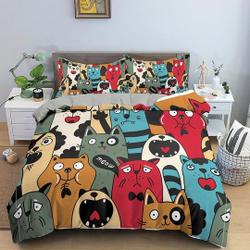 Colorful Funny Dogs Bedding, Duvet Cover Set & PillowcaseGift For Your Girlfriend Boyfriend Gift For Love Gift For Friend Best Valentine Present Holiday Gift