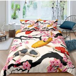 Japanese Koi Fish  Bedding Set Gift For Your Girlfriend Boyfriend Gift For Love Gift For Friend Best Valentine Present Holiday Gift