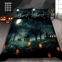 Haunted house halloween bedding Set Gift For Your Girlfriend Boyfriend Gift For Love Gift For Friend Best Valentine Present Holiday Gift