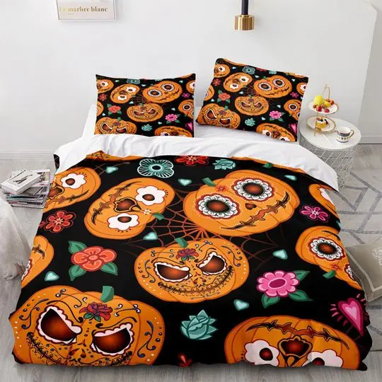 Cinco de mayo style pumpkin Halloween Bedding Set Gift For Your Girlfriend Boyfriend Gift For Love Gift For Friend Best Valentine Present Holiday Gift