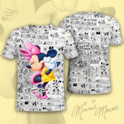 Minnie Mouse Comic Pattern Disney Cartoon Outfits Unisex Casual T-shirts Meaningful Gift For Family Gift For Boyfriend Valentine Gift