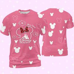 Personalized Disney Minnie Couple Pink 3D T-shirt Meaningful Gift For Family Gift For Boyfriend Valentine Gift