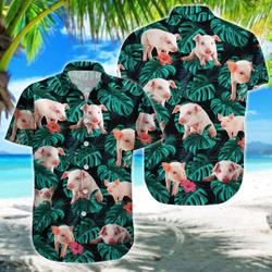 Pig Hawaiian Shirts, Pig Lovers, Pig Shirts, Pig Button Up Shirt Gift For Your Girlfriend Boyfriend Gift For Love Gift For Friend Best Valentine Present Holiday Gift