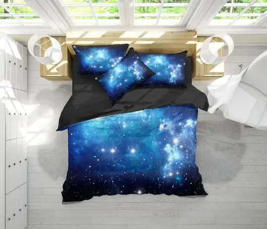 Blue Galaxy Bedding Set, Nebula GalaxyGift For Your Girlfriend Boyfriend Gift For Love Gift For Friend Best Valentine Present Holiday Gift