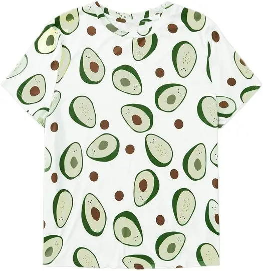 Romwe Women's Allover Fruit Print Top Short Sleeve Cute T-Shirt Meaningful Gift For Family Gift For Boyfriend Valentine Gift