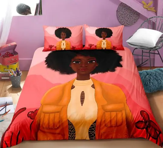 Black Girl Bedding Sets Full ,Black Magic Girl Bedding Set Gift For Your Girlfriend Boyfriend Gift For Love Gift For Friend Best Valentine Present Holiday Gift