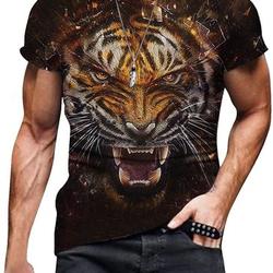 Mens 3D Printed Summer Casual Short Sleeve T Shirts with Cool Tiger Meaningful Gift For Family Gift For Boyfriend Valentine Gift