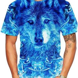 Unisex 3D Casual Crewneck T-Shirts Wolf Meaningful Gift For Family Gift For Boyfriend Valentine Gift