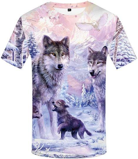 Unisex Wolf Shirt Wolves Shirts Wild Animal 3D Meaningful Gift For Family Gift For Boyfriend Valentine Gift