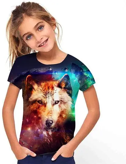 Kids Print 3D Wolf Tees Shirts Meaningful Gift For Family Gift For Boyfriend Valentine Gift