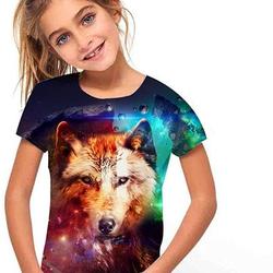 Kids Print 3D Wolf Tees Shirts Meaningful Gift For Family Gift For Boyfriend Valentine Gift